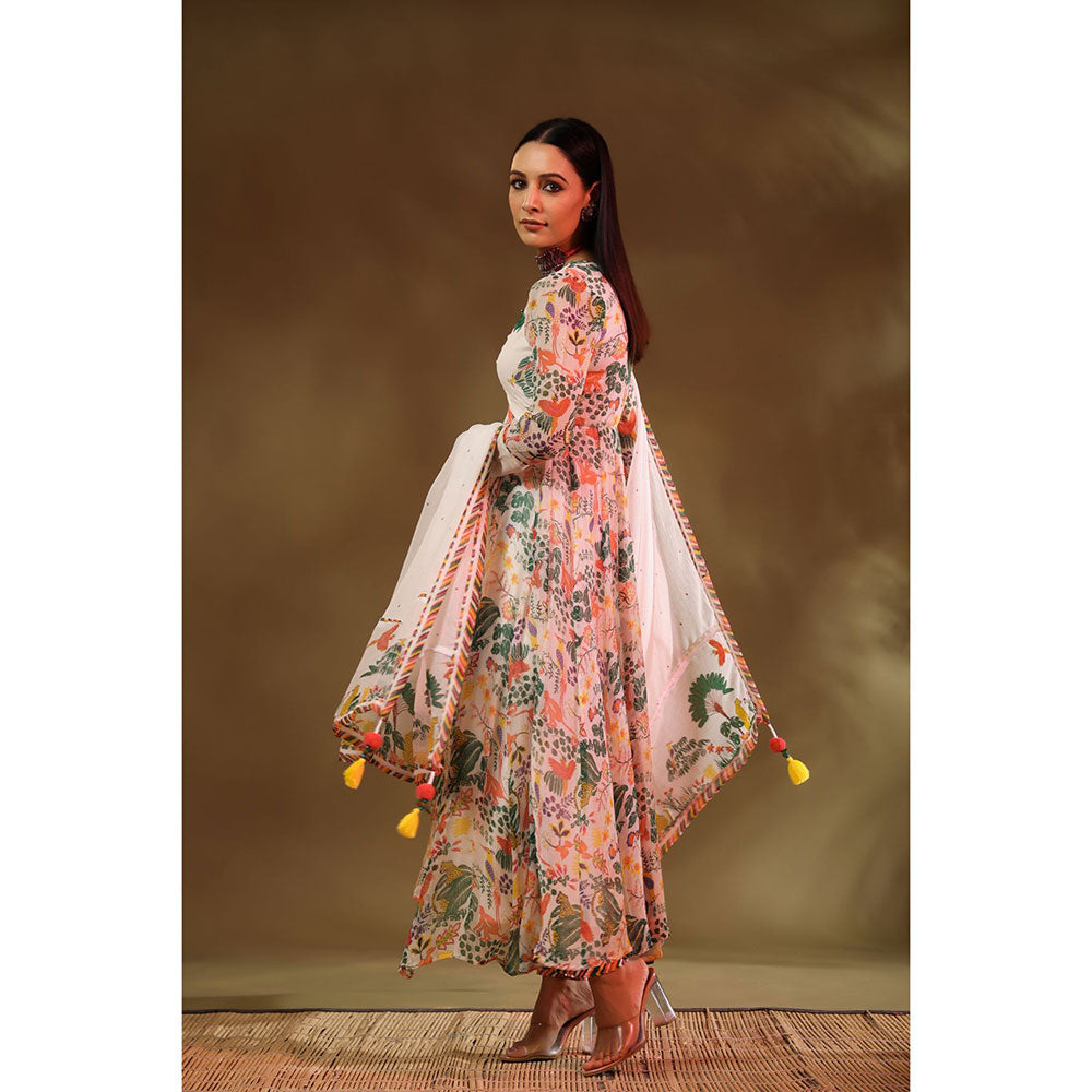 Baise Gaba White & Multi-Color Kanan Anarkali Kurta