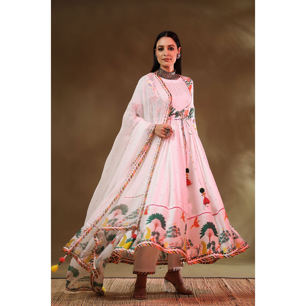 Baise Gaba White Kainaat Anarkali Kurta with Koti (Set of 2)