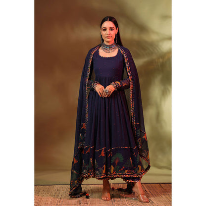 Baise Gaba Navy Blue Noori Anarkali Kurta