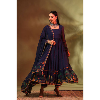Baise Gaba Navy Blue Noori Anarkali Kurta