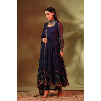 Baise Gaba Navy Blue Noori Anarkali Kurta