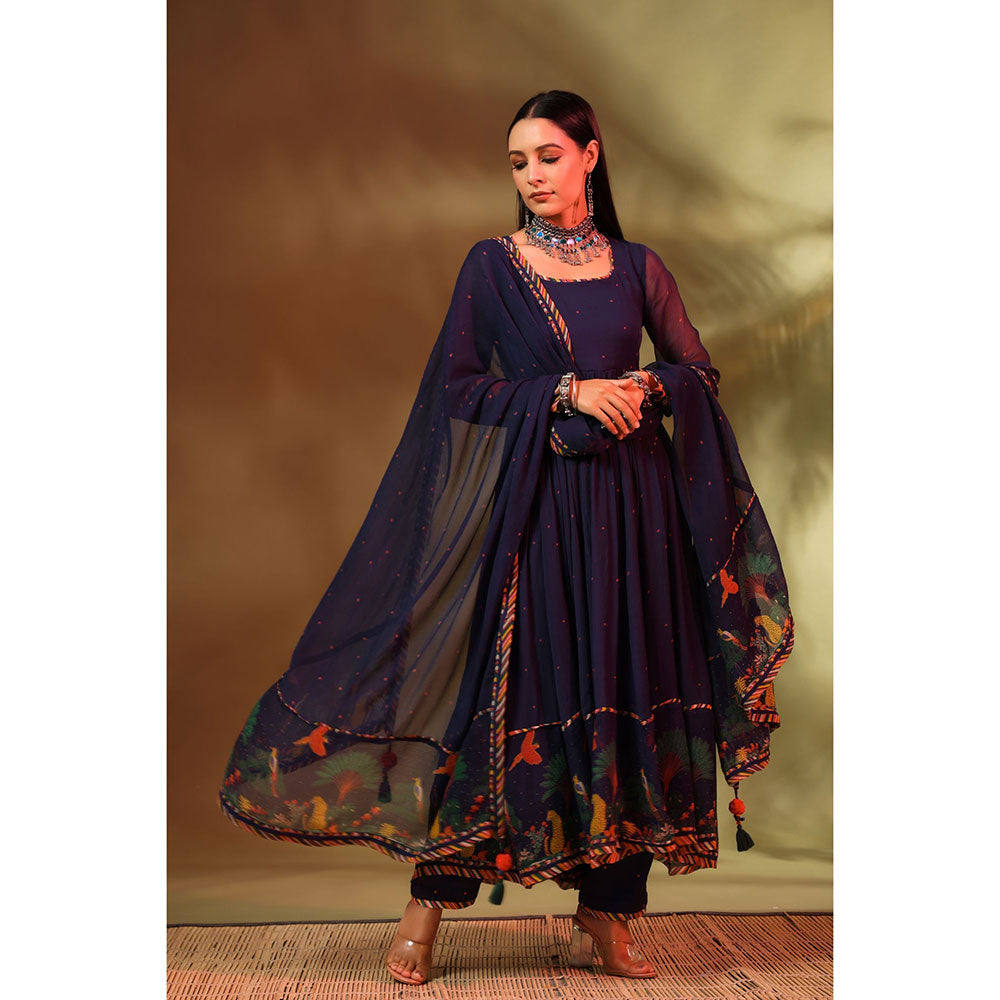 Baise Gaba Navy Blue Noori Anarkali Kurta