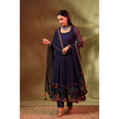 Baise Gaba Navy Blue Noori Anarkali Kurta