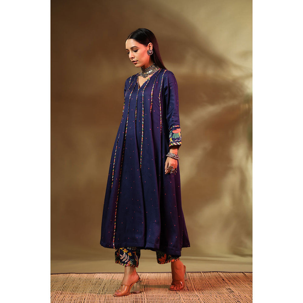 Baise Gaba Navy Blue Mehr Anarkali (Set of 3)