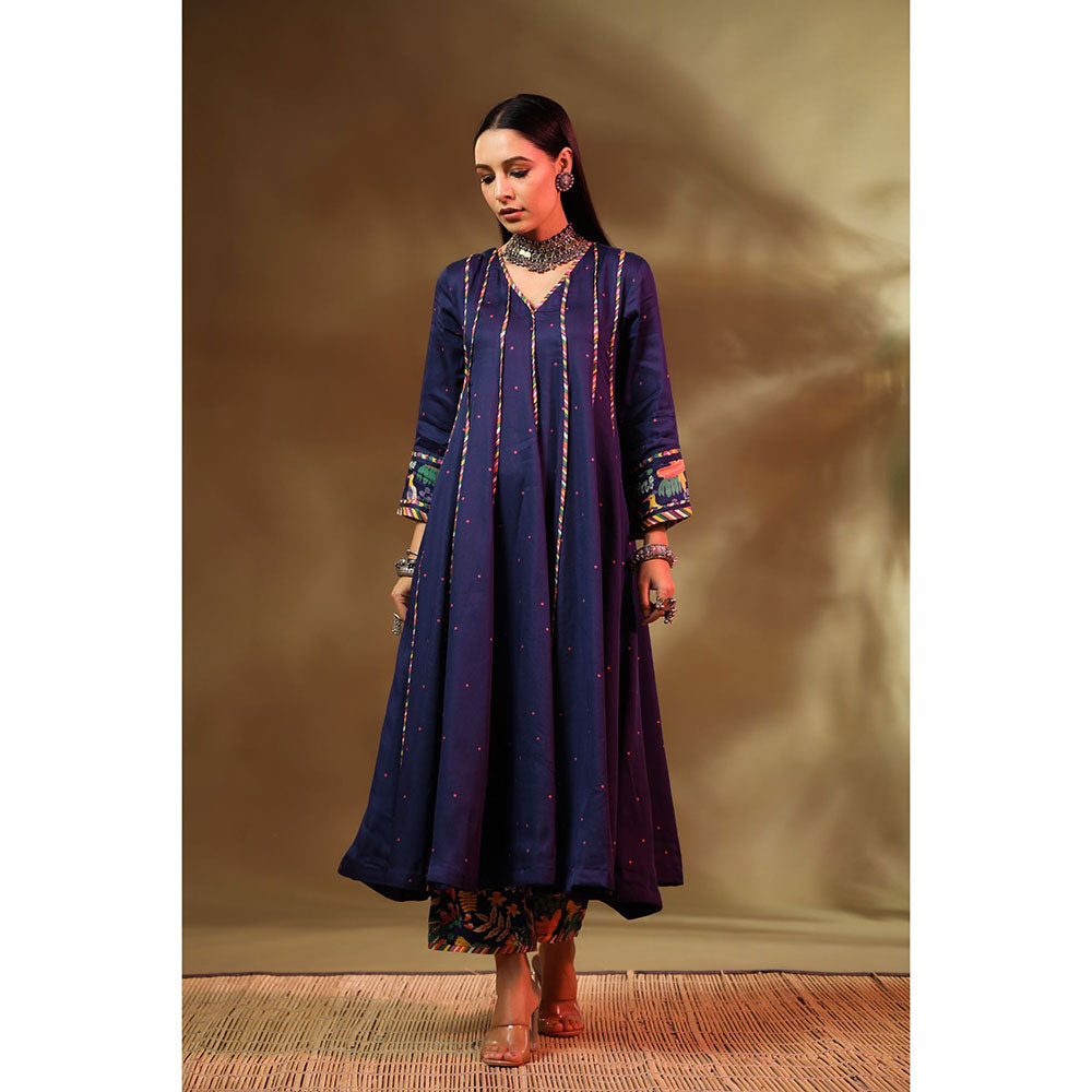Baise Gaba Navy Blue Mehr Anarkali Kurta