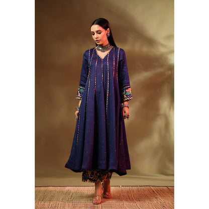 Baise Gaba Navy Blue Mehr Anarkali Kurta