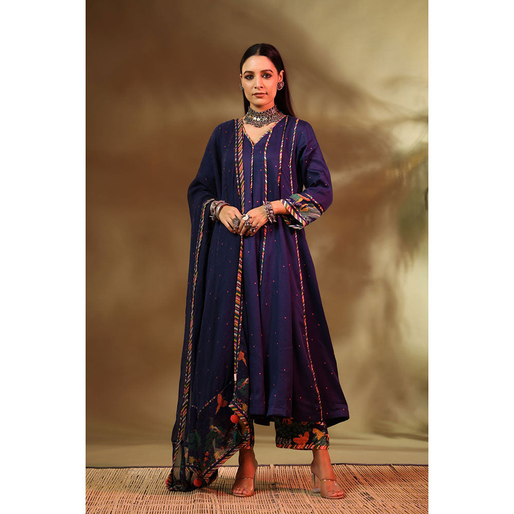 Baise Gaba Navy Blue Mehr Anarkali Kurta