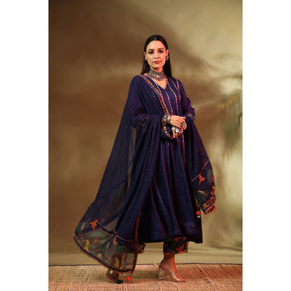 Baise Gaba Navy Blue Mehr Anarkali Kurta