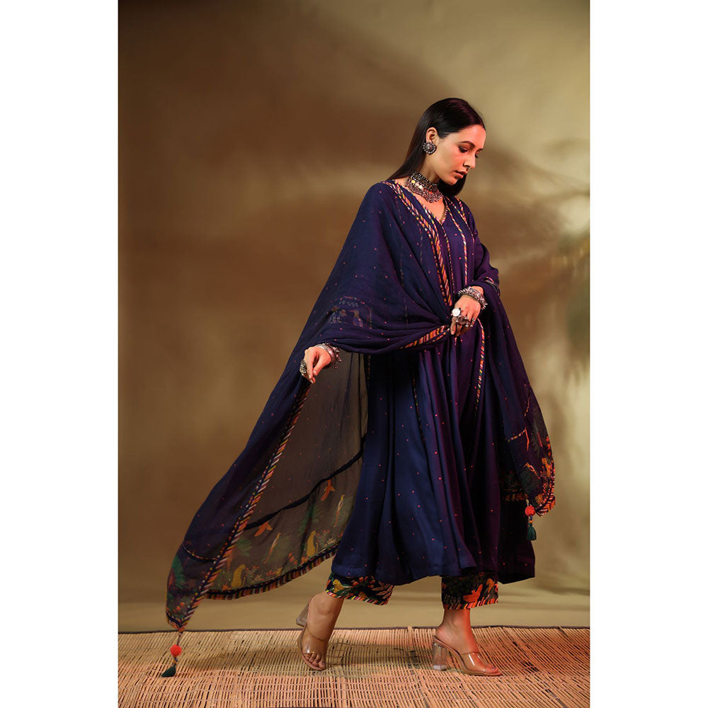 Baise Gaba Navy Blue Mehr Anarkali Kurta