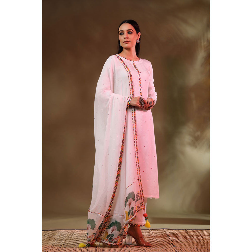 Baise Gaba White Jugnu Kurta (Set of 3)