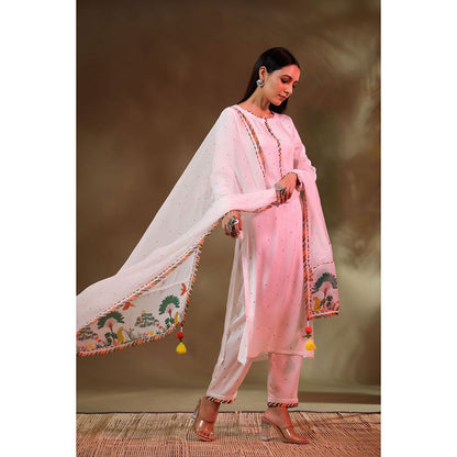 Baise Gaba White Jugnu Kurta (Set of 3)