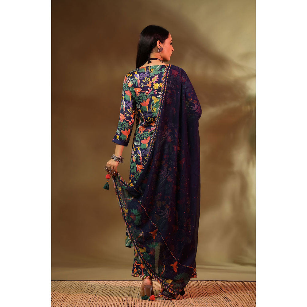 Baise Gaba Navy Blue Saba Kurta