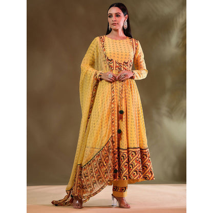 Baise Gaba Yellow Cynthia Anarkali (Set of 4)
