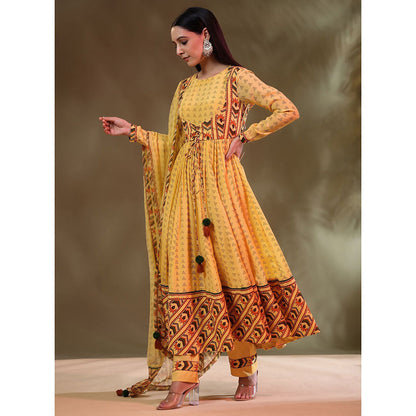 Baise Gaba Yellow Cynthia Anarkali (Set of 4)