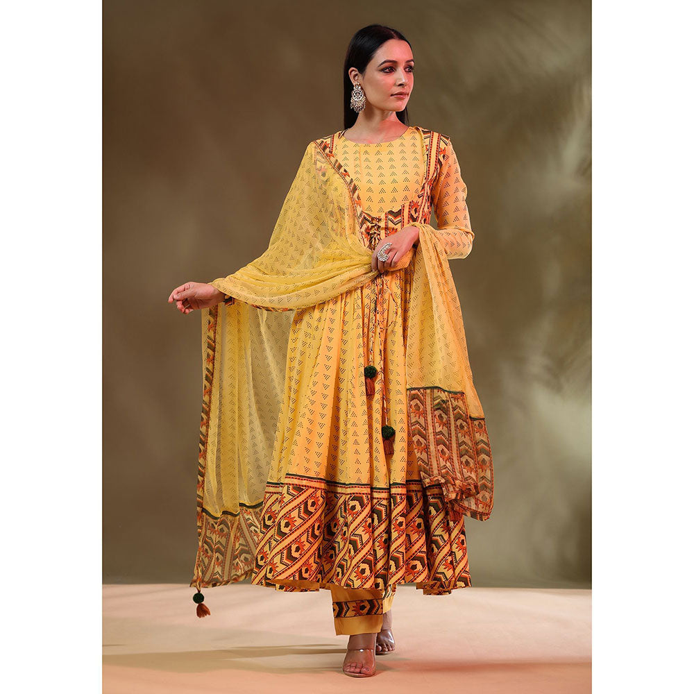 Baise Gaba Yellow Cynthia Anarkali (Set of 4)
