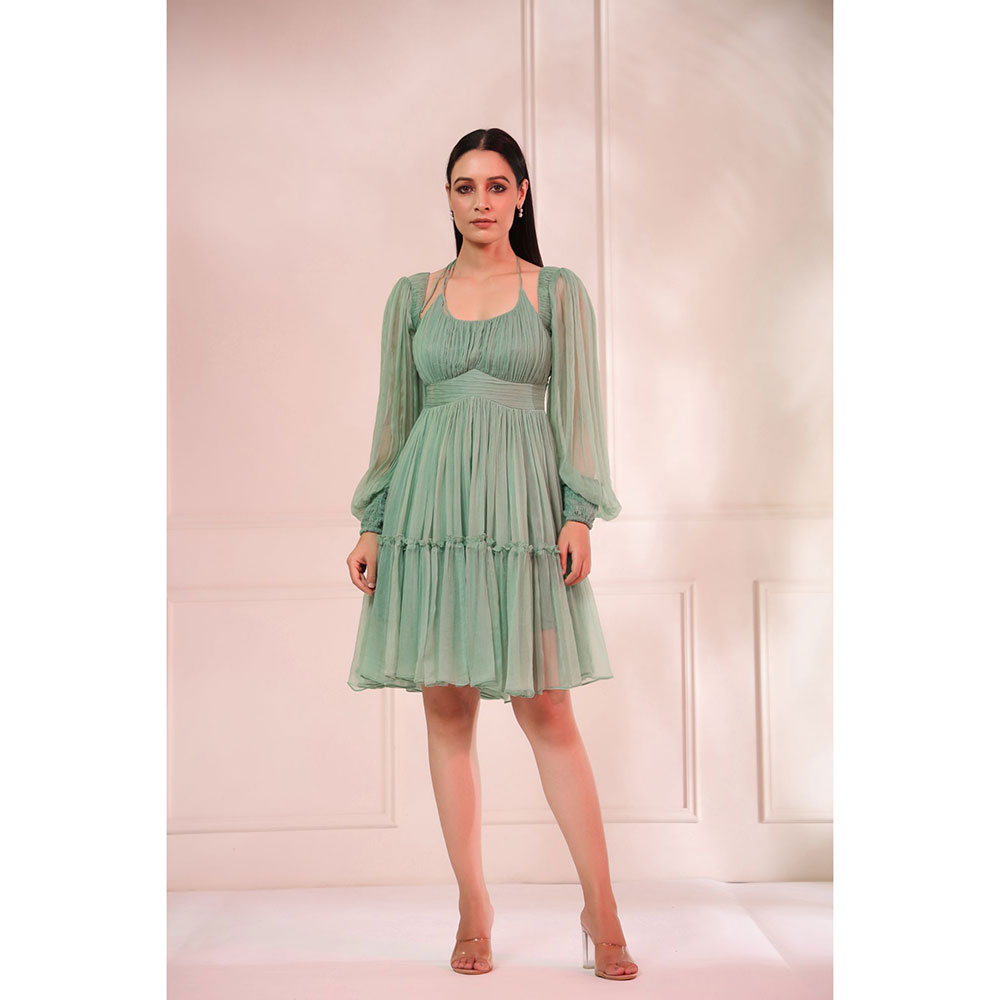 Baise Gaba Aria Pine Green Mini Dress