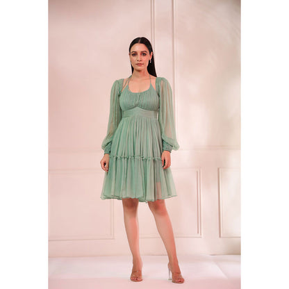 Baise Gaba Aria Pine Green Mini Dress