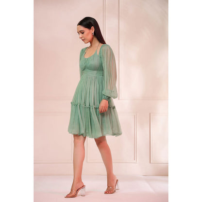 Baise Gaba Aria Pine Green Mini Dress