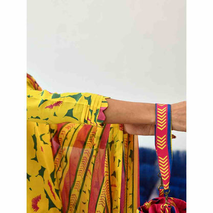 Baise Gaba Piitah Yellow Kurta (Set of 3)