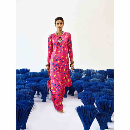 Baise Gaba Patal Pink Kurta & Wide Pant (Set of 2)