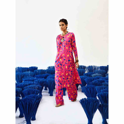 Baise Gaba Patal Pink Kurta & Wide Pant (Set of 2)