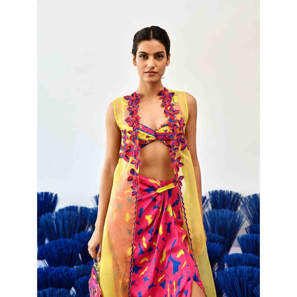 Baise Gaba Yellow Sleeveless Full Length Maua Choga