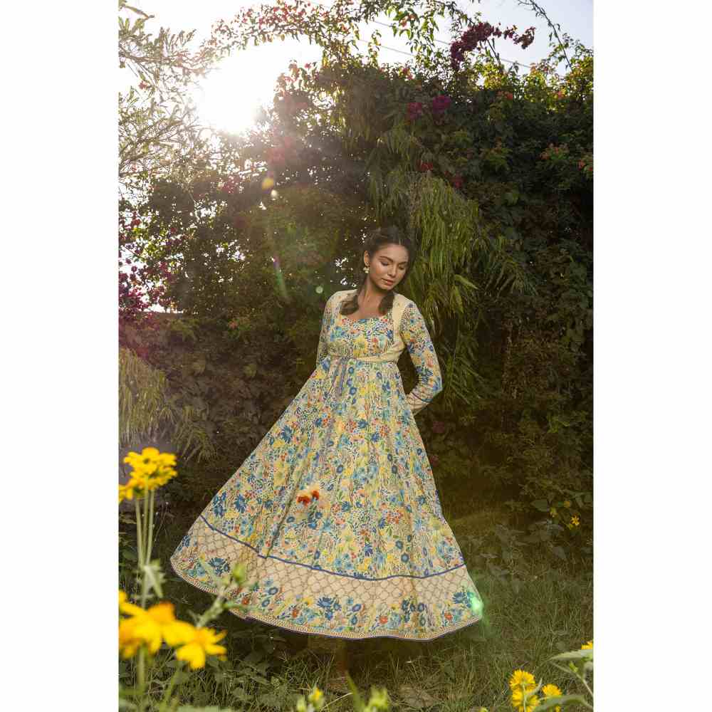 Baise Gaba Savanna Anarkali - Yellow (Set of 4)