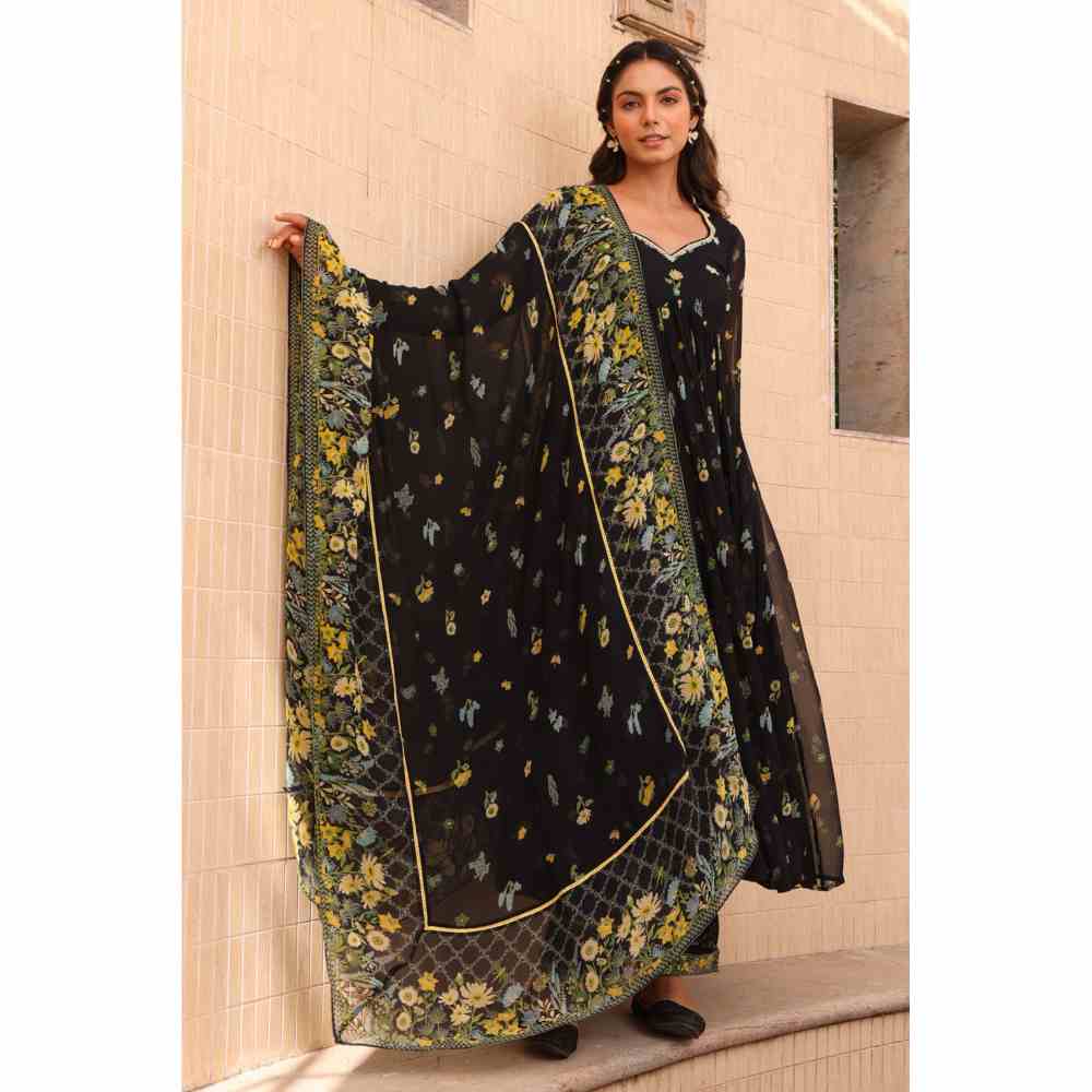 Baise Gaba Stardust Anarkali - Black (Set of 3)