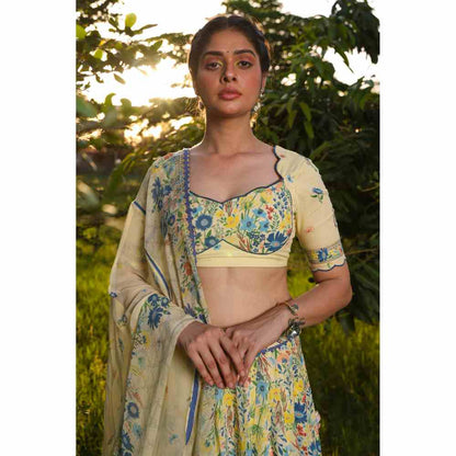 Baise Gaba Paradise Lehenga - Yellow (Set of 3)