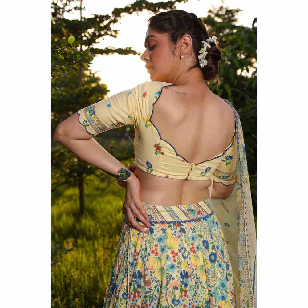 Baise Gaba Paradise Lehenga - Yellow (Set of 3)
