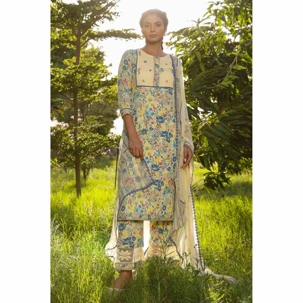 Baise Gaba Olivia Straight Kurta - Yellow (Set of 3)
