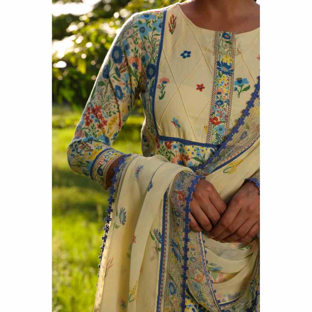 Baise Gaba Olivia Straight Kurta - Yellow (Set of 3)