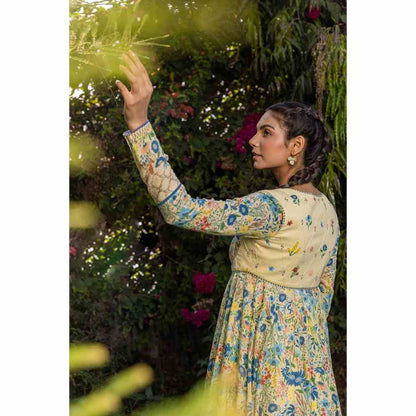 Baise Gaba Savanna Anarkali And Koti - Yellow (Set of 2)