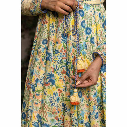 Baise Gaba Savanna Anarkali And Koti - Yellow (Set of 2)