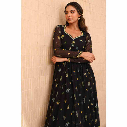 Baise Gaba Stardust Anarkali Kurta - Black