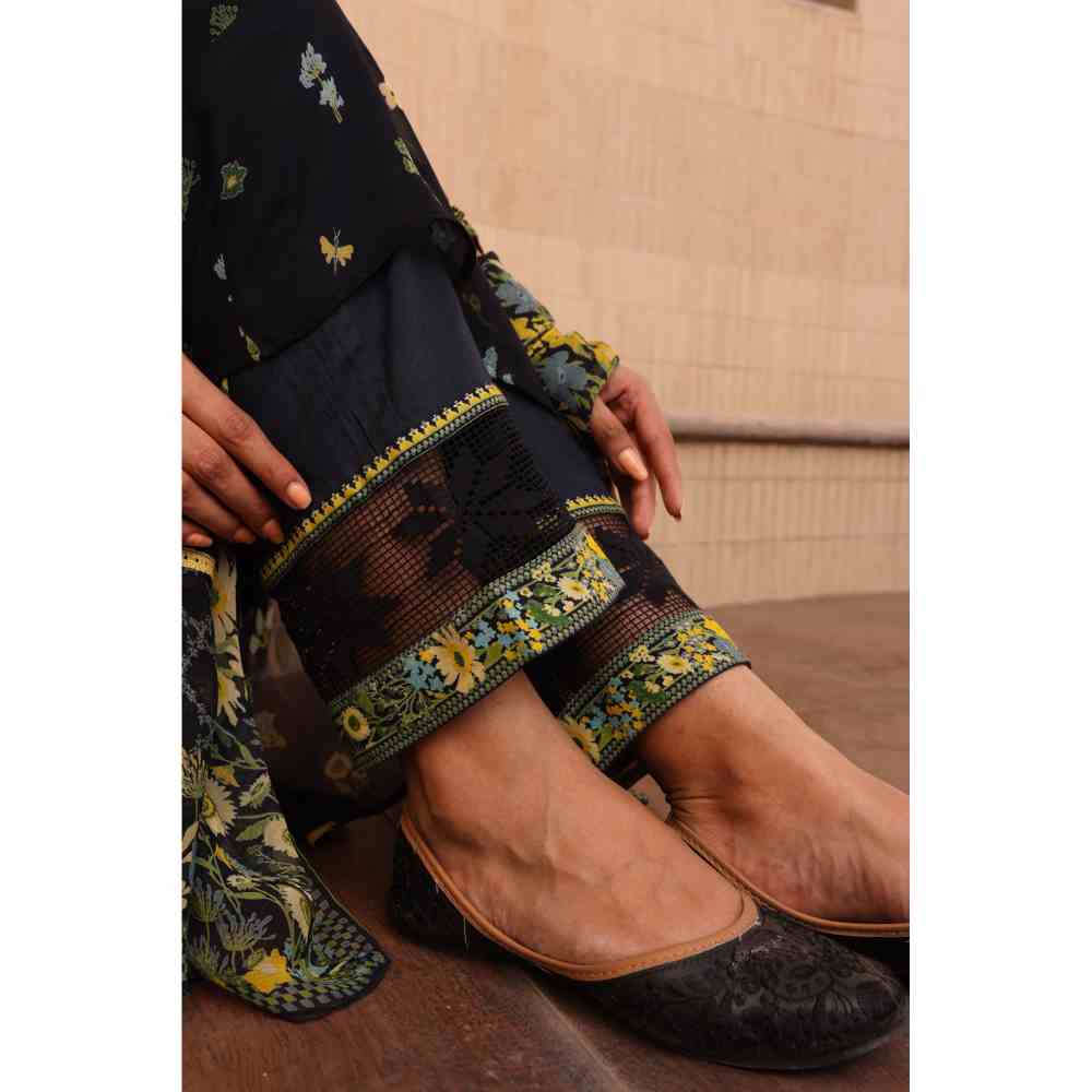Baise Gaba Stardust Anarkali Kurta - Black