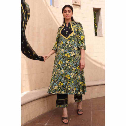 Baise Gaba Amor A-Line Kurta - Black