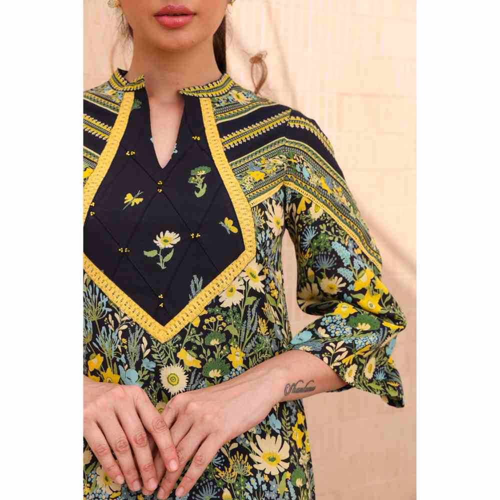 Baise Gaba Amor A-Line Kurta - Black