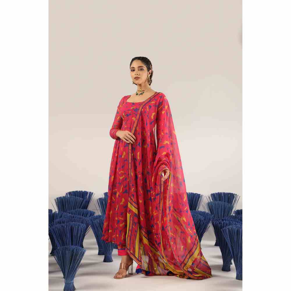 Baise Gaba Saaroo Printed Anarkali Kurta with Pant & Dupatta (Set of 3)