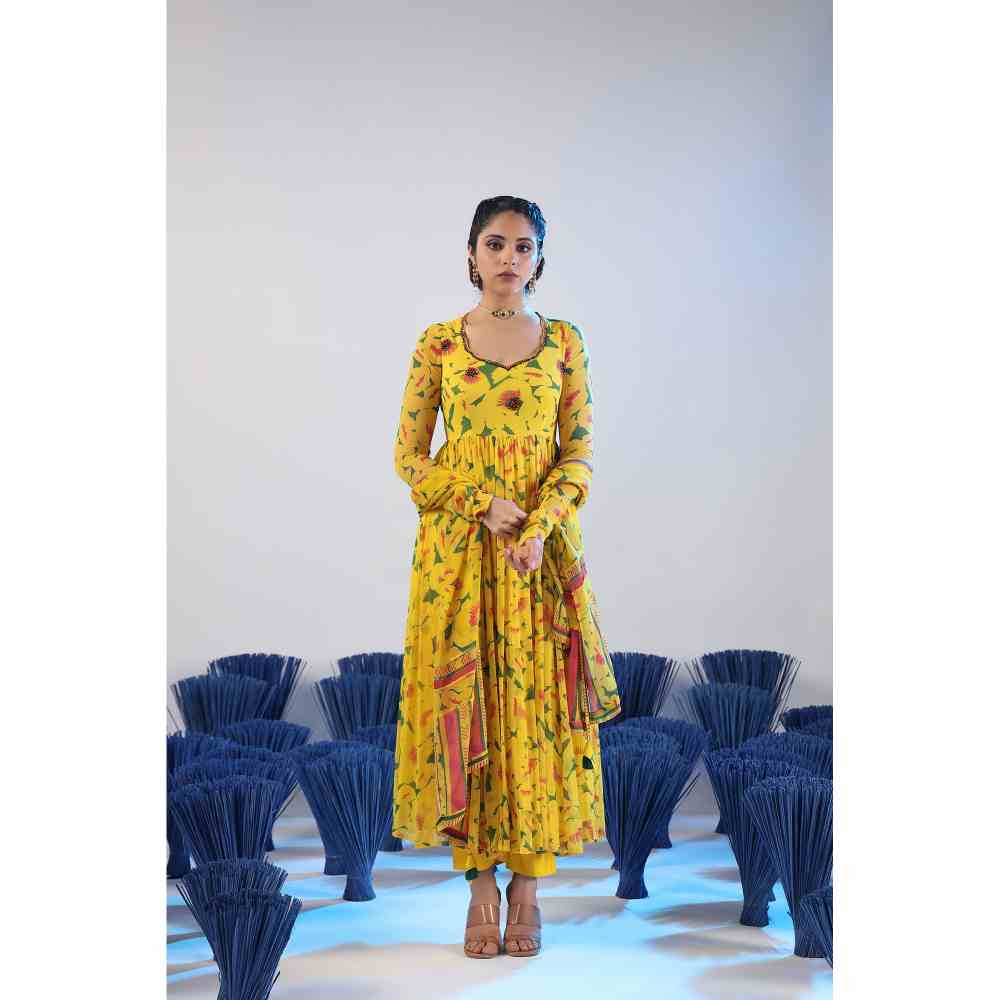Baise Gaba Smilti Printed Anarkali Kurta with Pant & Dupatta (Set of 3)