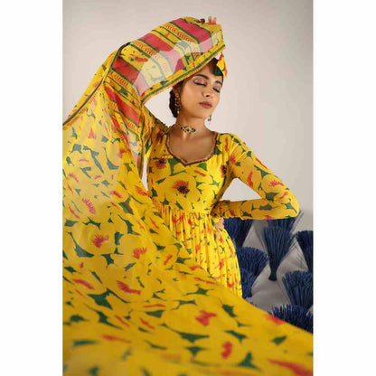 Baise Gaba Smilti Printed Anarkali Kurta with Pant & Dupatta (Set of 3)