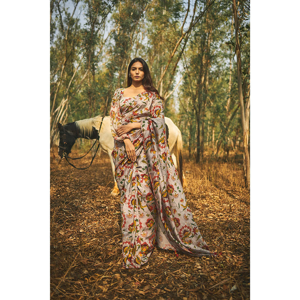 Baise Gaba Gulmaa Chanderi Saree With Unstitched Blouse