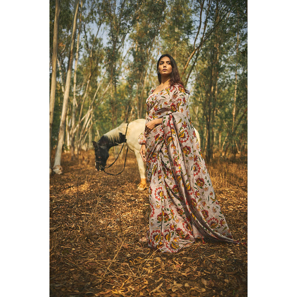 Baise Gaba Gulmaa Chanderi Saree With Unstitched Blouse