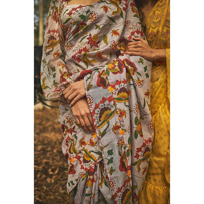 Baise Gaba Gulmaa Chanderi Saree With Unstitched Blouse