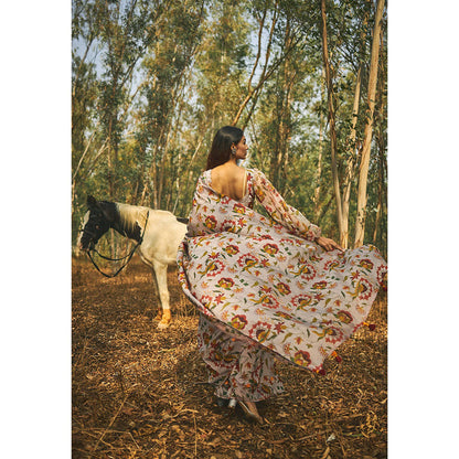 Baise Gaba Gulmaa Chanderi Saree With Unstitched Blouse