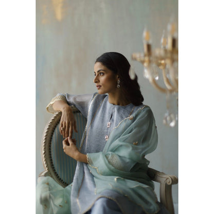 Begum Pret Noor Aqua Kurta (Set of 2)