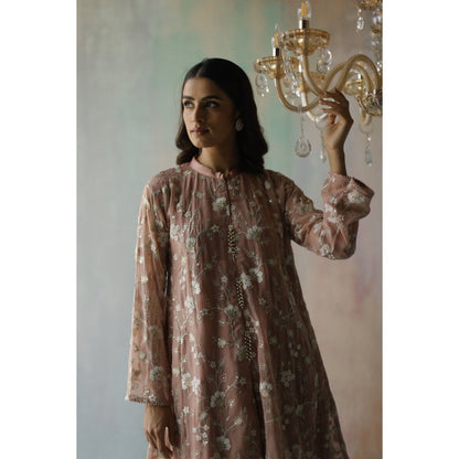 Begum Pret Sehar Brown Kurta (Set of 2)
