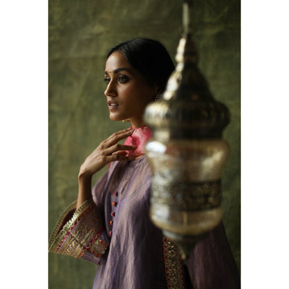 Begum Pret Purple Dia Kurta (Set of 4)