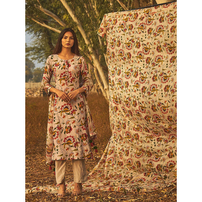 Baise Gaba Grey Jasmine Kurta (Set Of 3)