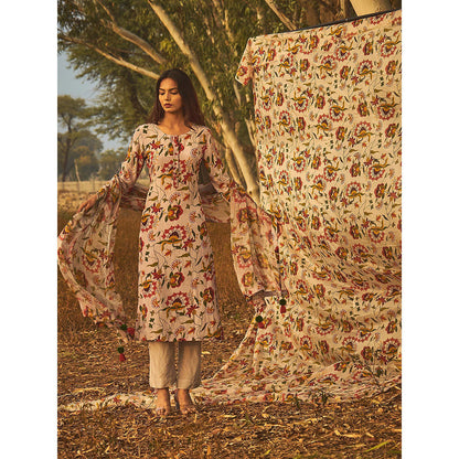 Baise Gaba Grey Jasmine Kurta (Set Of 3)